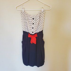 MNG Strapless Midi dress with red bow